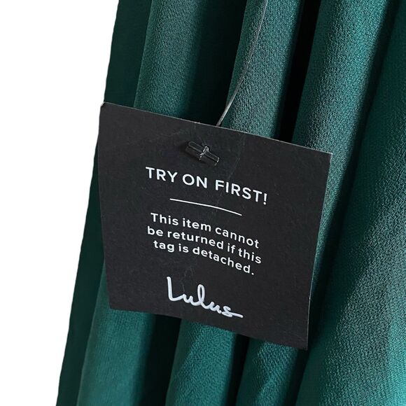 Lulus Maxi Dress Women M Green Vivid Imagination Gown V-Neck Cutout Prom NWT - Picture 8 of 9